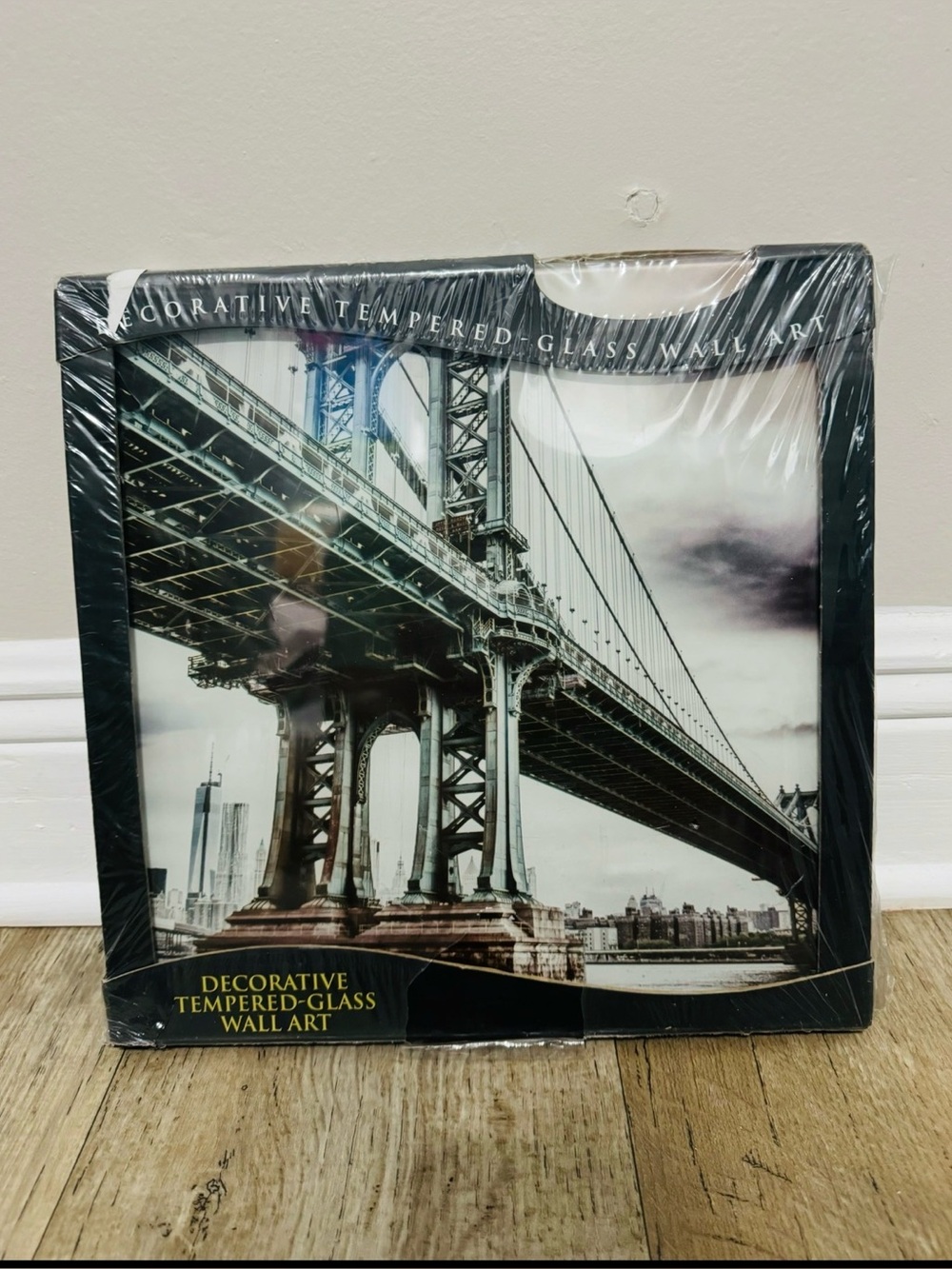 Iconic  Manhattan Bridge Glass Wall Art 12 x 12